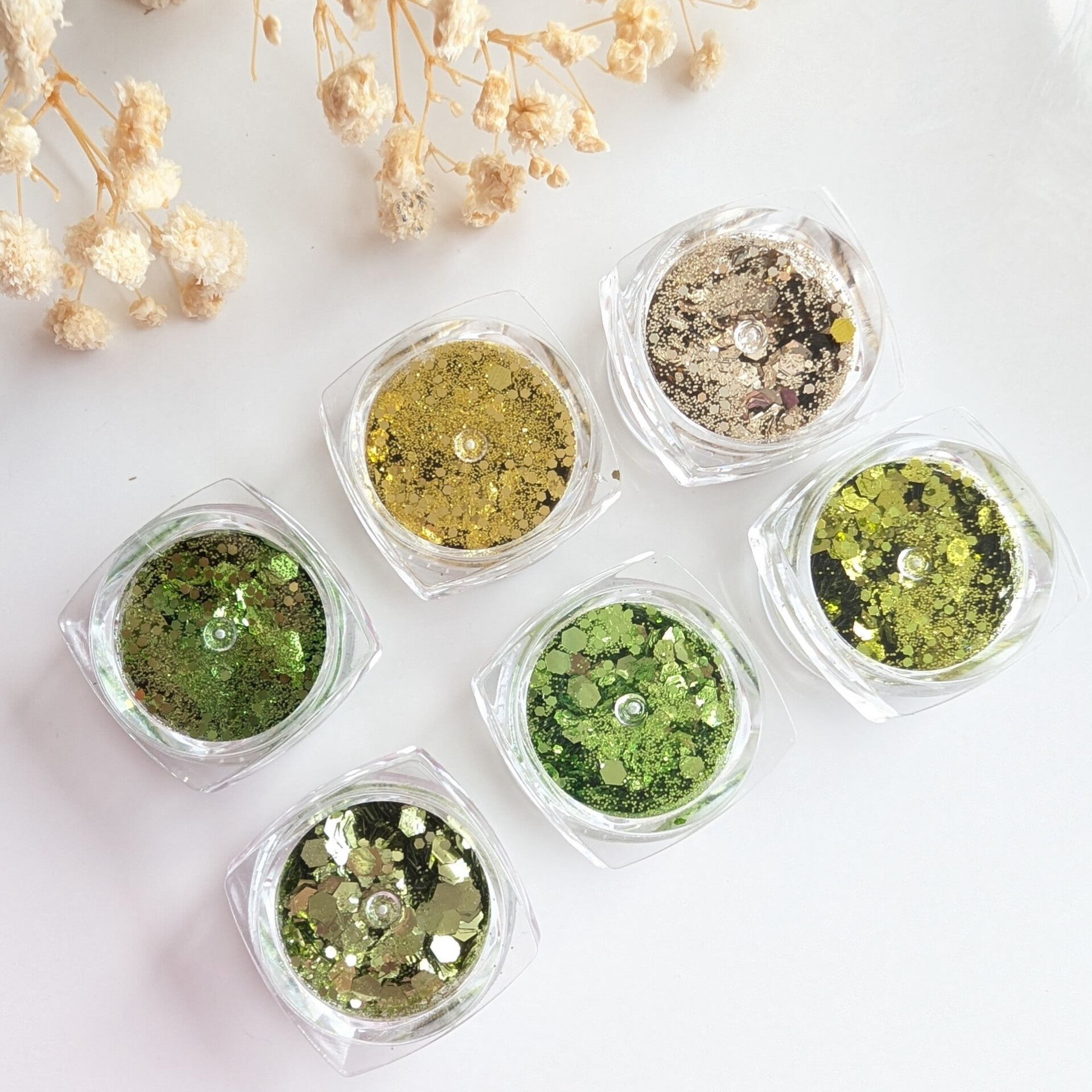 Hexagon glitters set van 6