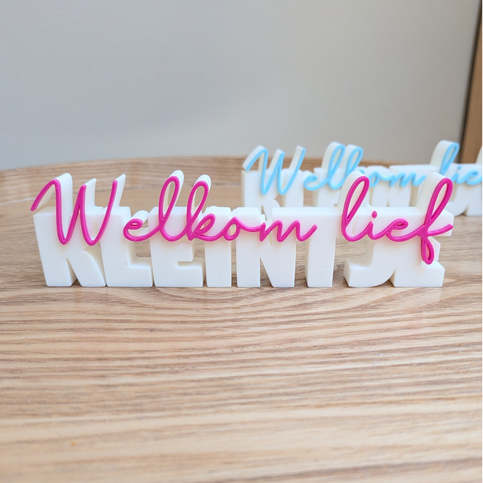 Tekstbord - Welkom lief kleintje (roze en blauw)