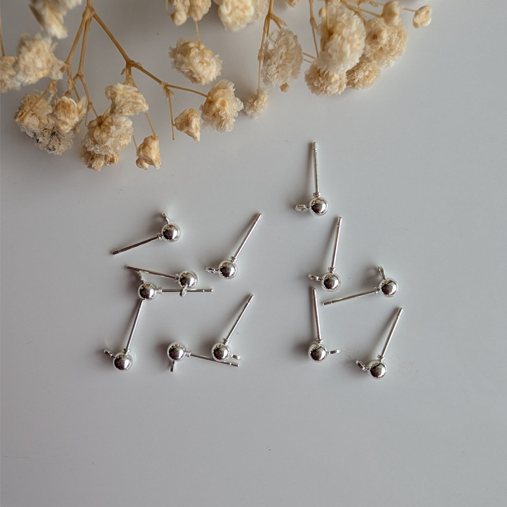 RVS oorsteker bolletjes zilver DIY