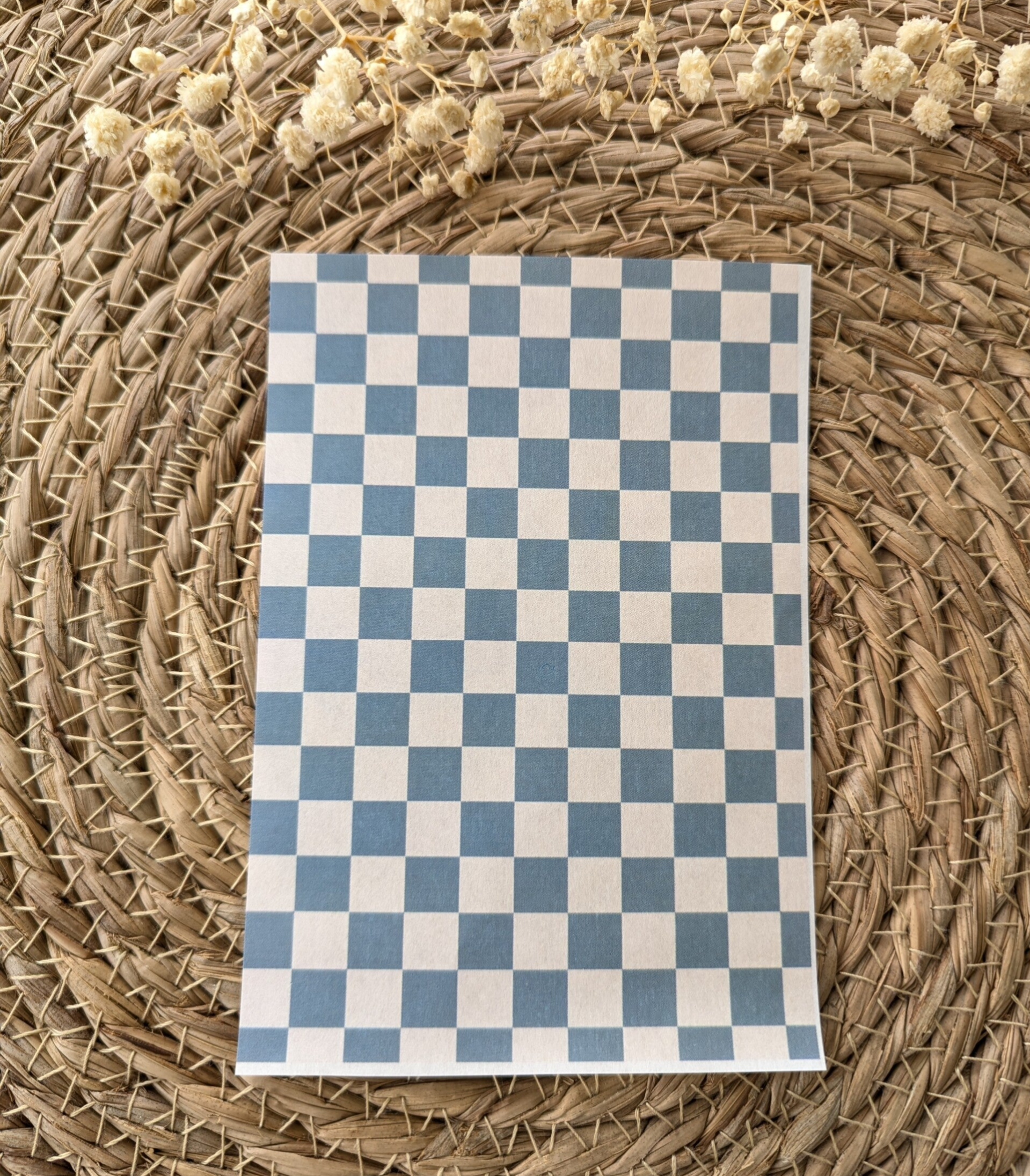 Geblokt blauw/groen - Water Transfer Paper