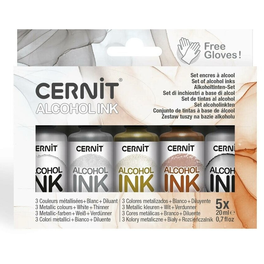 Cernit Alcohol Inkt set van 5 Metallic Kleuren