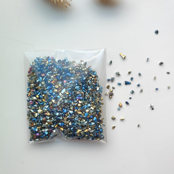 Zakjes met decoratiesteentjes (chrushed glass) Mixed