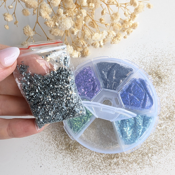 Bakje crushed glass (meerdere kleuren)