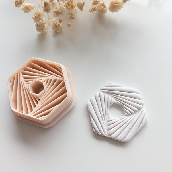 Polymer clay cutter - Twirly Hexagon