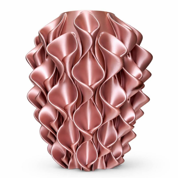 Ruffle Vaas - Satijnroze  (3D printed)