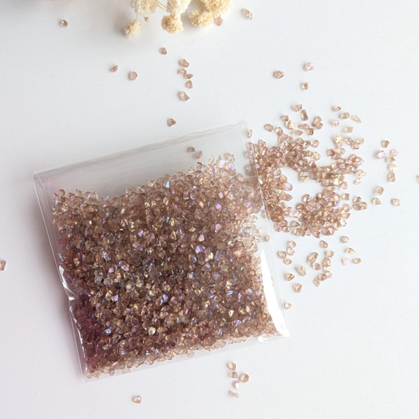 Zakjes met decoratiesteentjes (chrushed glass) Bruin
