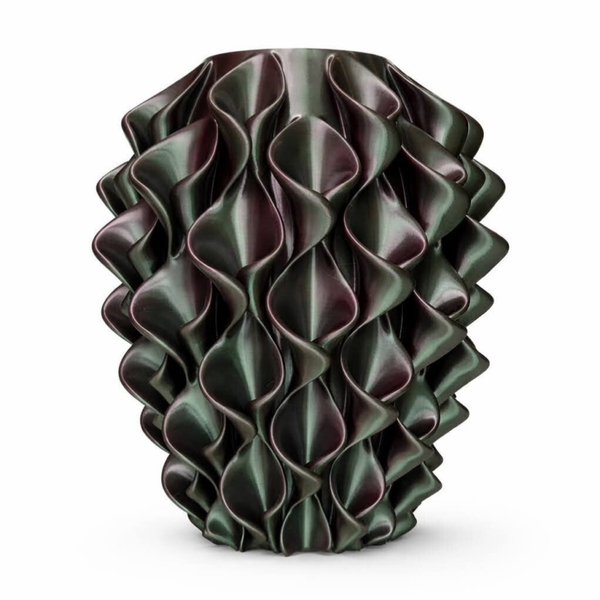 Ruffle Vaas - Galaxy groen/paars (3D printed)