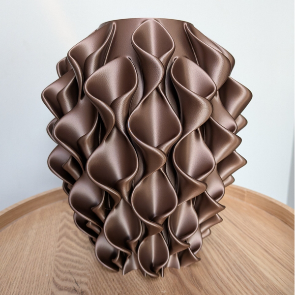 Ruffle Vaas - Chocolate (3D printed)