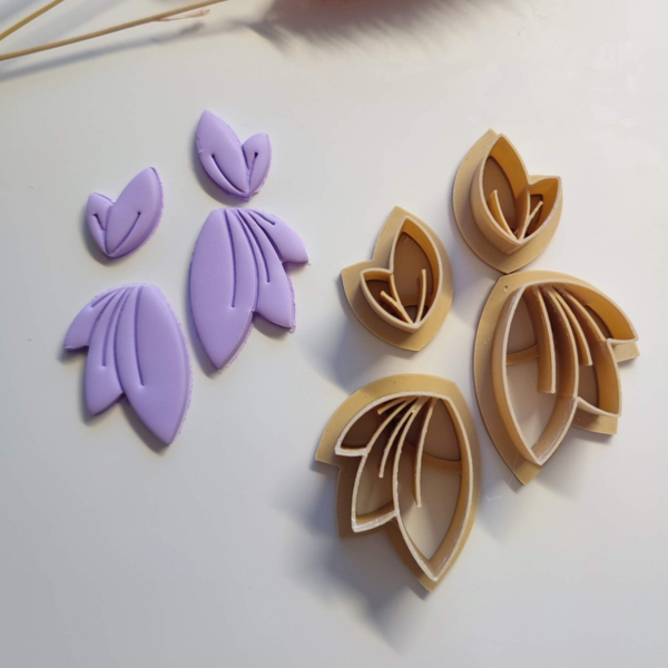 Polymer clay cutter - Bloem gespiegeld (set)