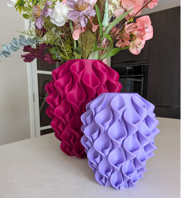 Ruffle Vaas - Lila paars (3D printed)