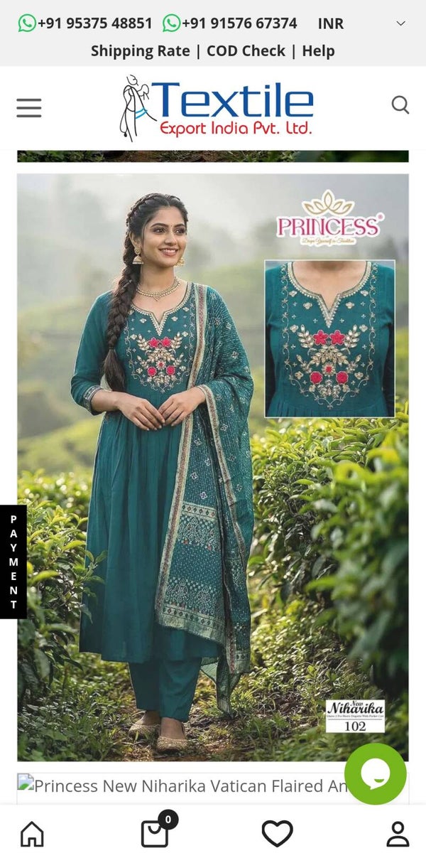 Princess New Niharika Vatican Flaired Anarkali Kurti Set