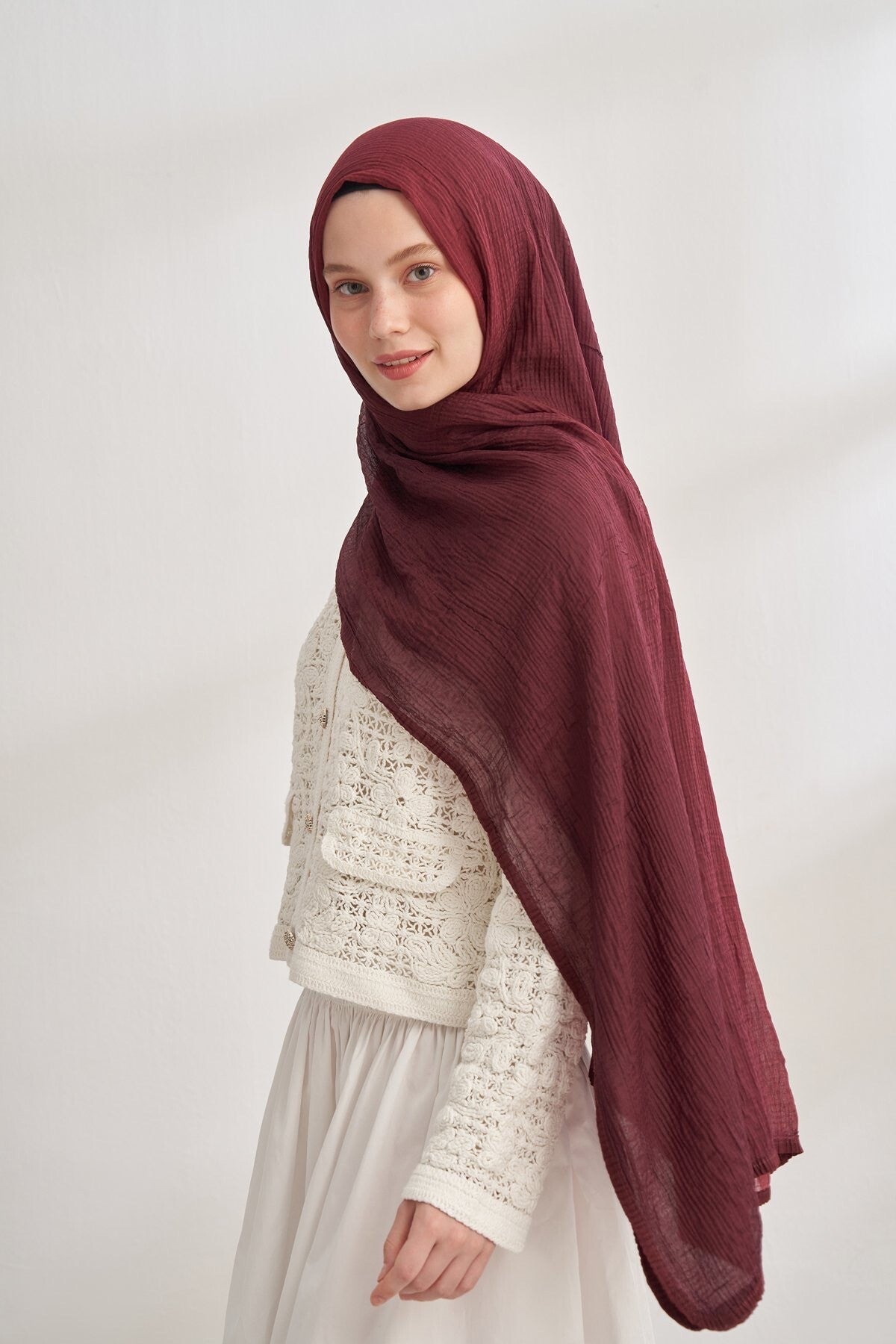 MOUSSELINE DEGRADE SJAAL BURGUNDY-BORDO