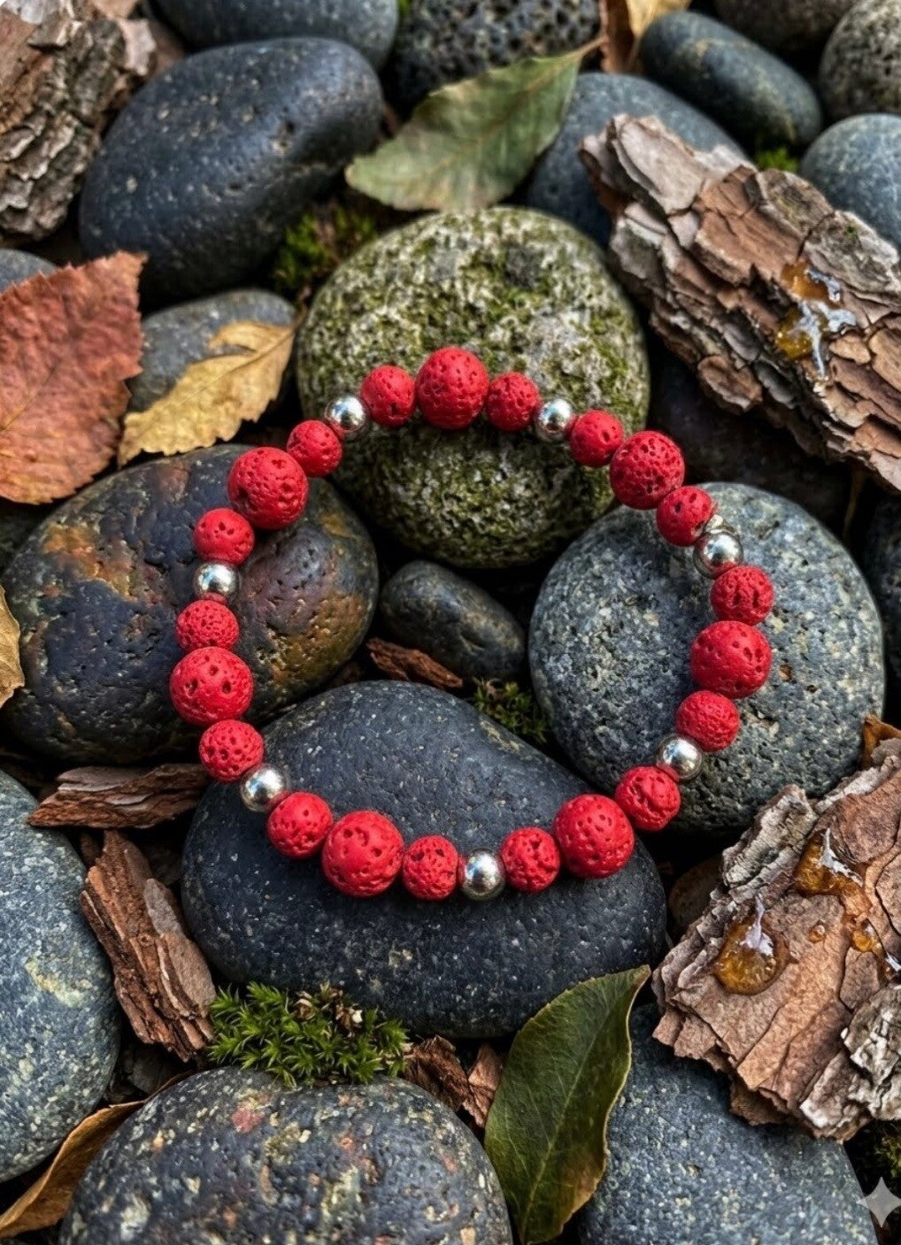 Bracelet Dame Pierres Volcanique
