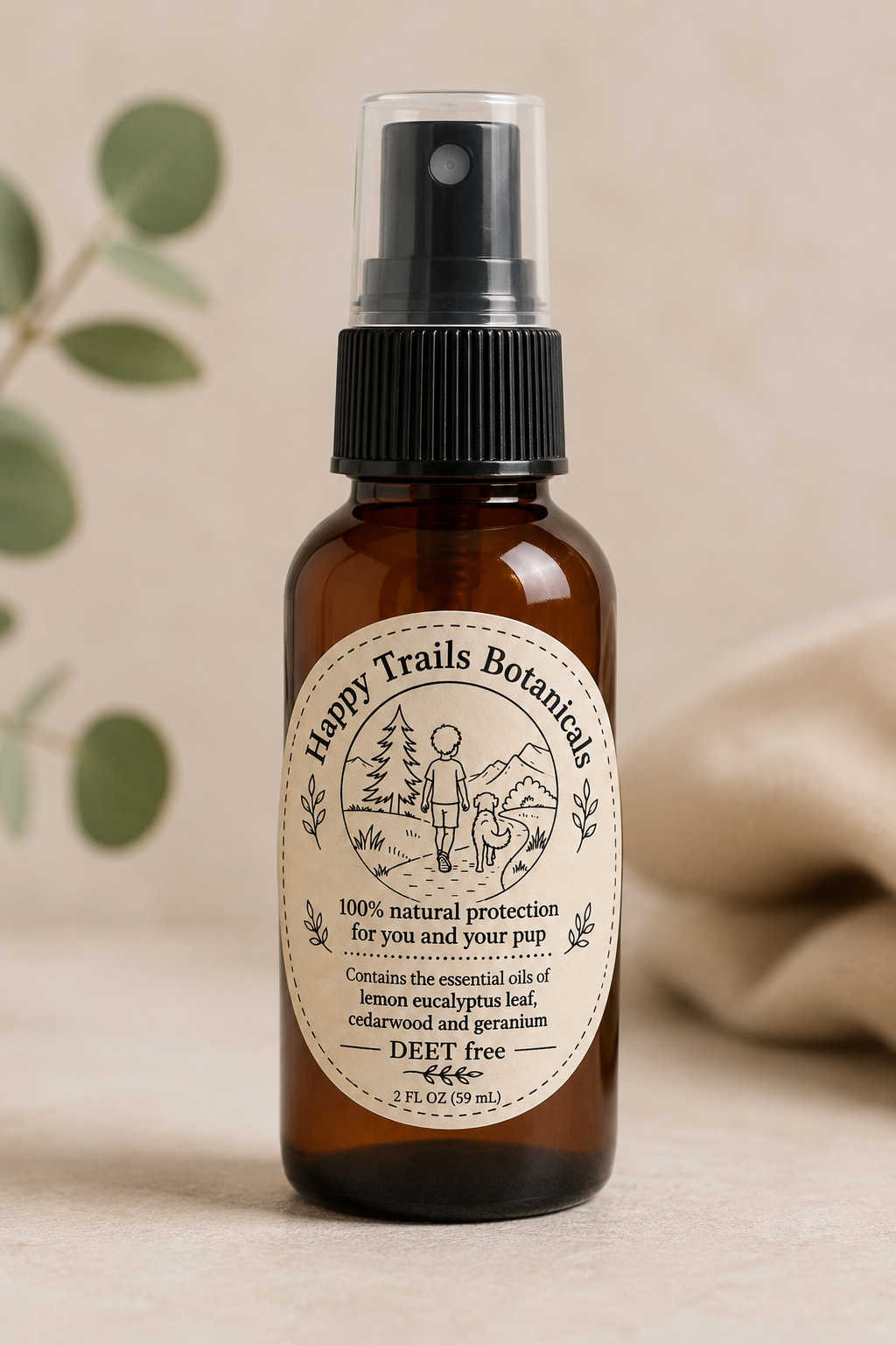 Happy Trails Botanical Outdoor Spray - 2 oz/4 oz spray bottle