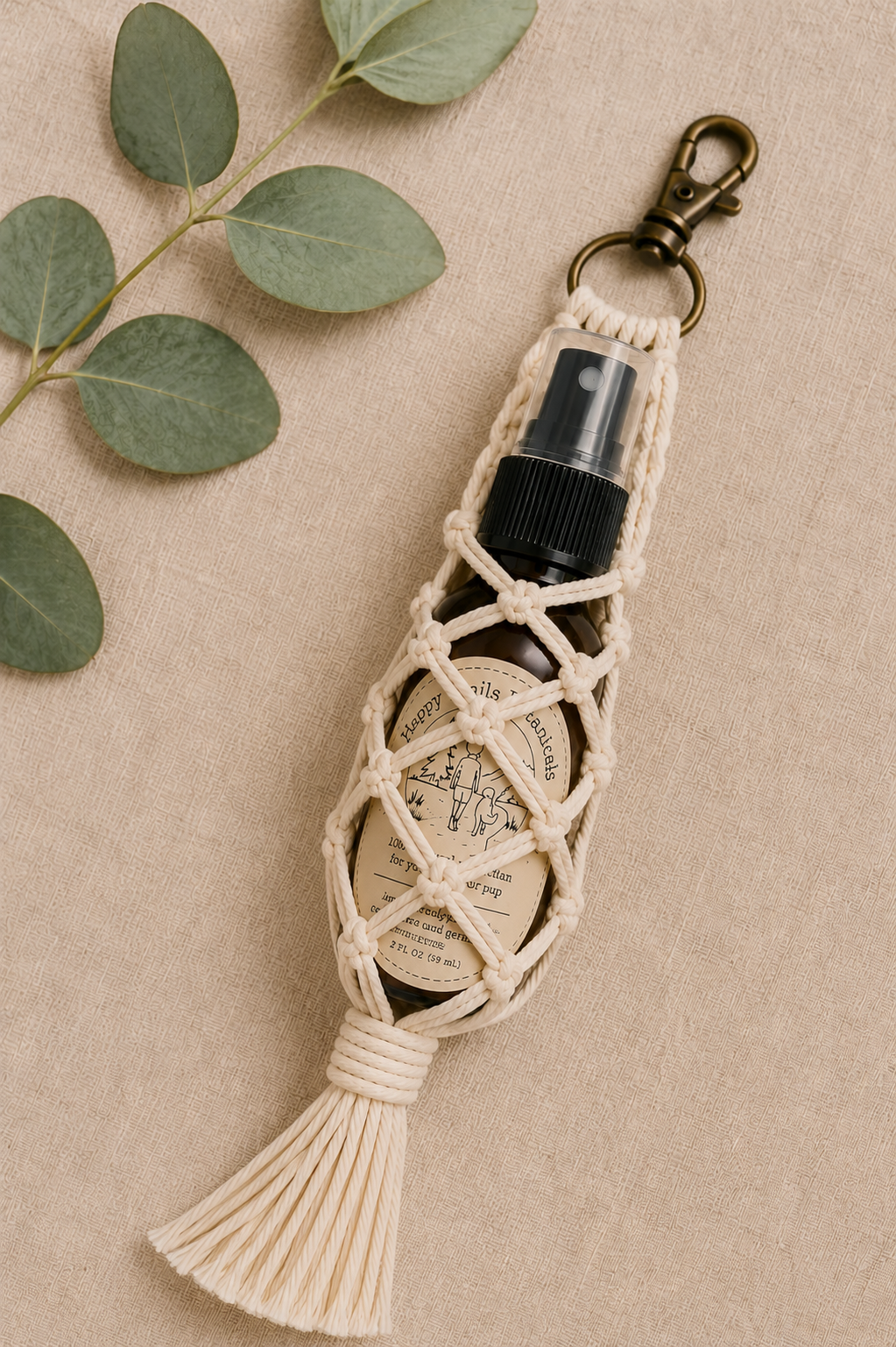 Macrame Keychain Bottle Holder - Holds 2oz bottle (not included)