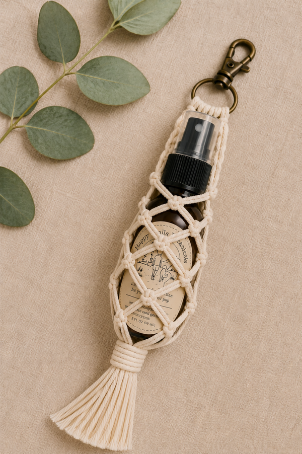 Macrame Keychain Bottle Holder - Holds 2oz bottle (not included)