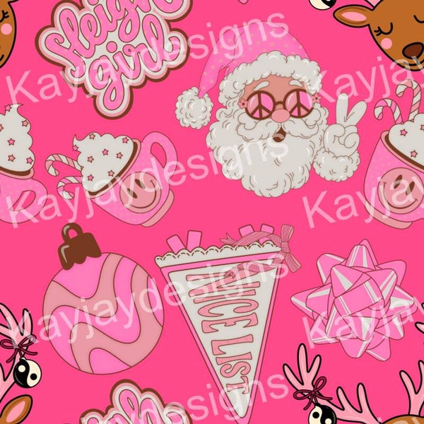 Sleigh girl pink background