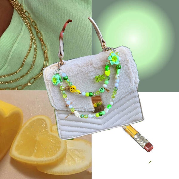 Green x yellow handbag charm