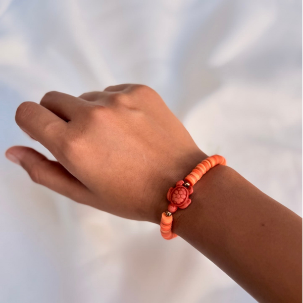 Orange turtle fall bracelet solo