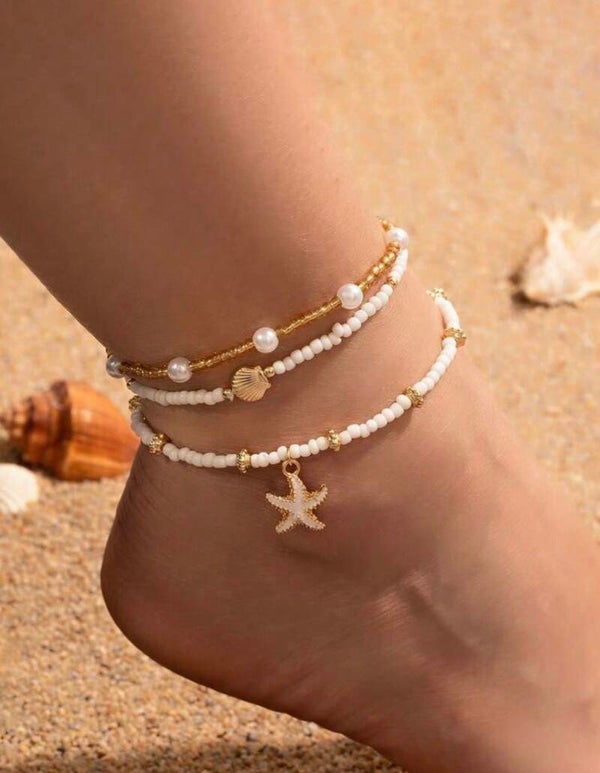 costal trio anklet set