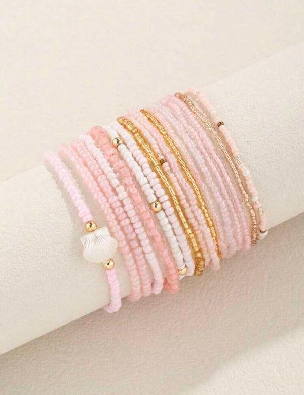 pastel pink bracelet pack of 17