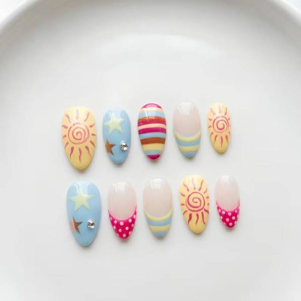 summer y2k press on nails