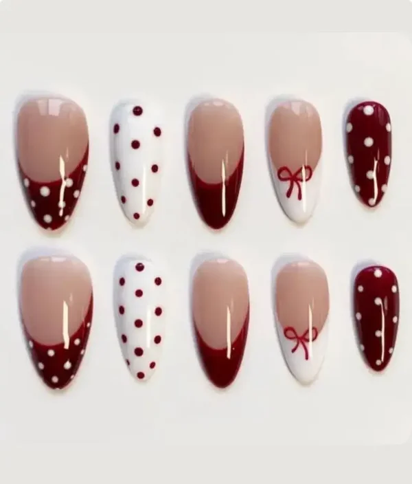 Red and white nails