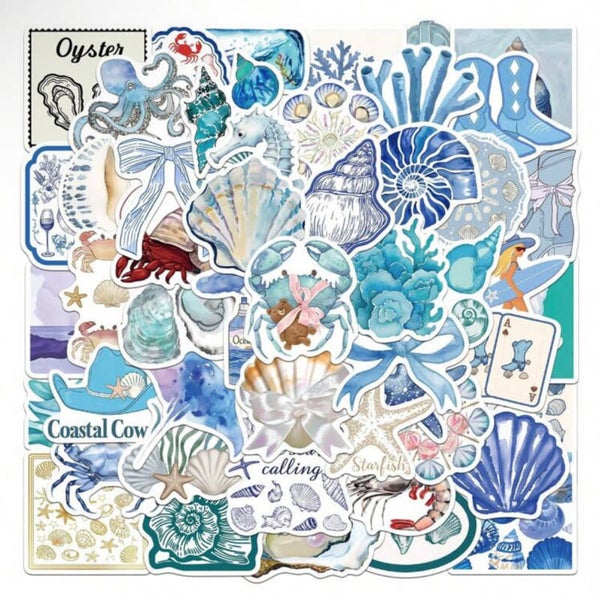 Ocean blue themed stickers