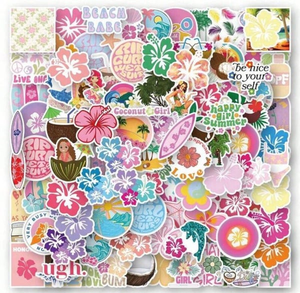 Hawaii coconut girl themed stickers