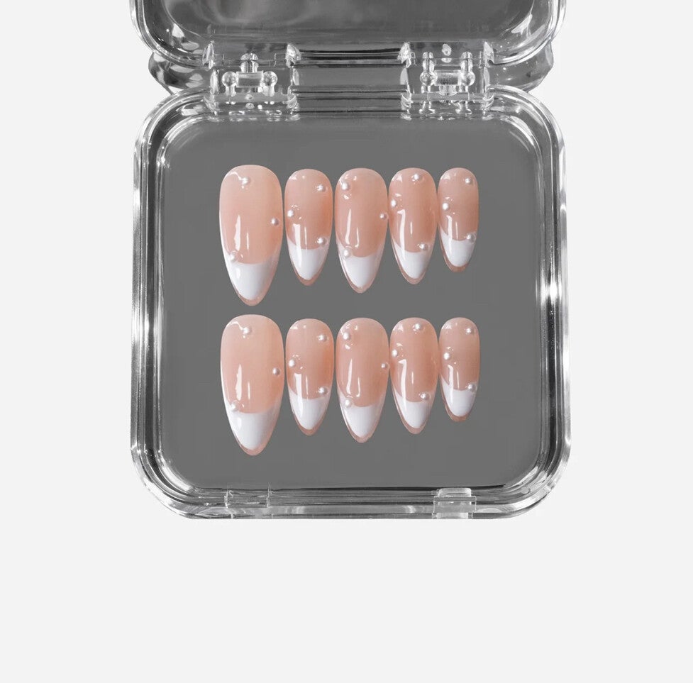 Glazed Pearl French tip nails