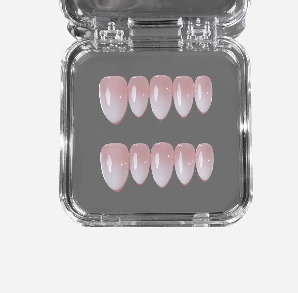 Pink-white fade press on nails