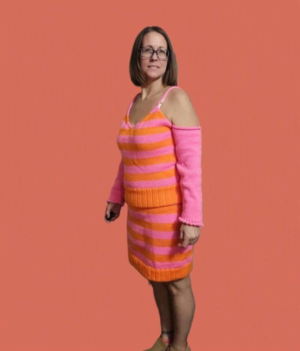 Orange & Pink Knitted Dress Size Medium