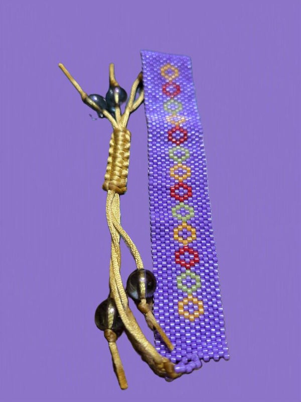 Adjustable peyote bead bracelet purple