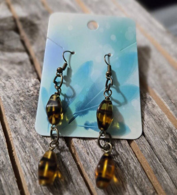 Glass bead dangle earrings