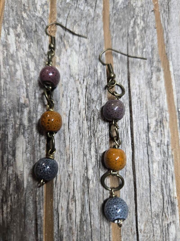 Dangle Ceramic Bead Earrings