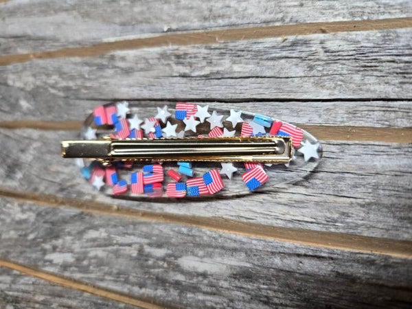 Patriotic Epoxy Barrette