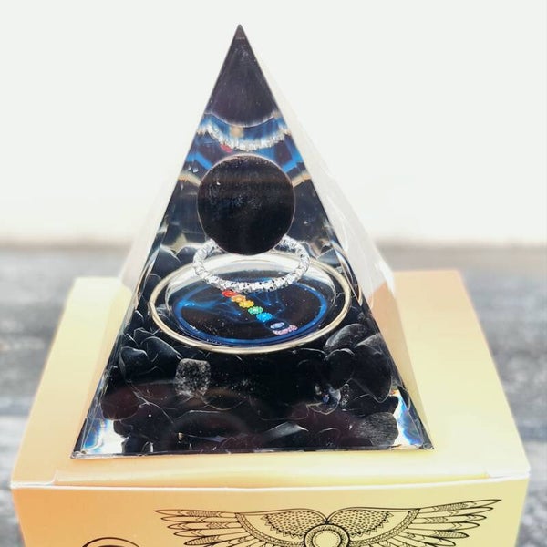 Orgonite 7 chakras - obsidienne