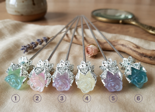 Pic à cheveux fleur en fluorite