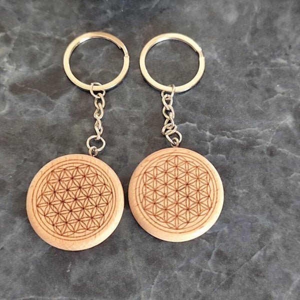 Porte clé vibratoire fleur de vie