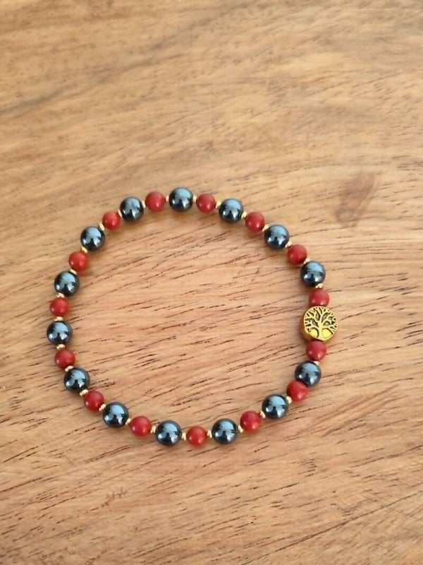 Bracelet en hématite et jaspe rouge