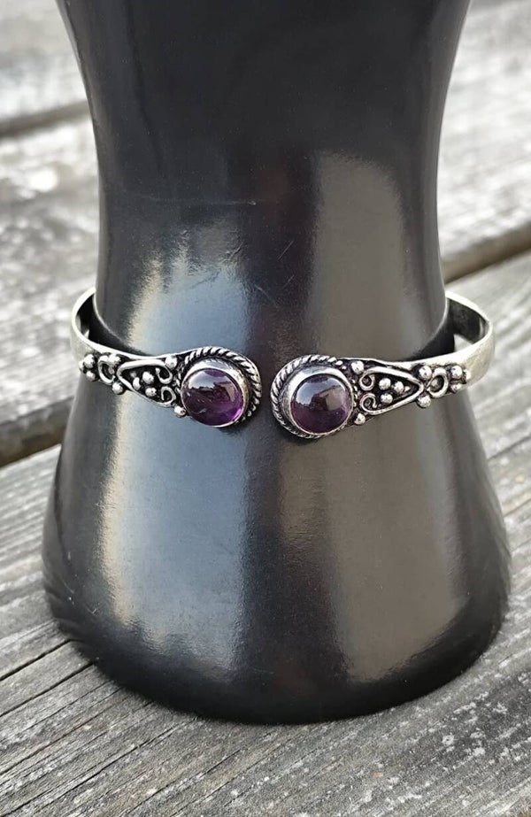 Bracelet ajustable en laiton – Améthyste