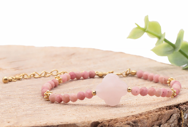 BRACELET RHODONITE & QUARTZ ROSE - douceur et émotions apaisées