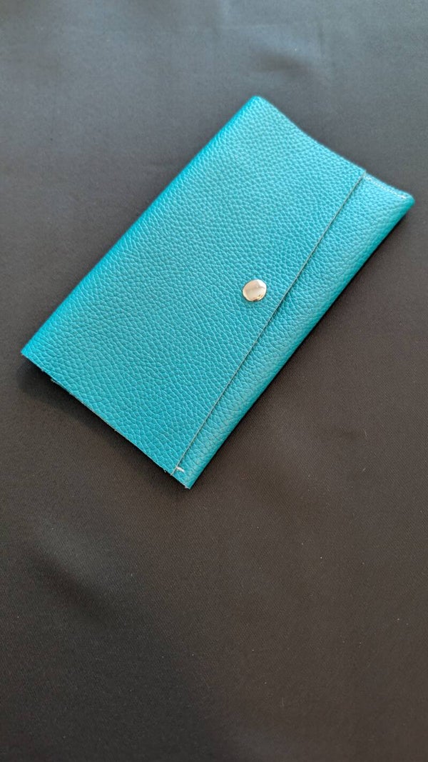 Teal Italian leather wallet