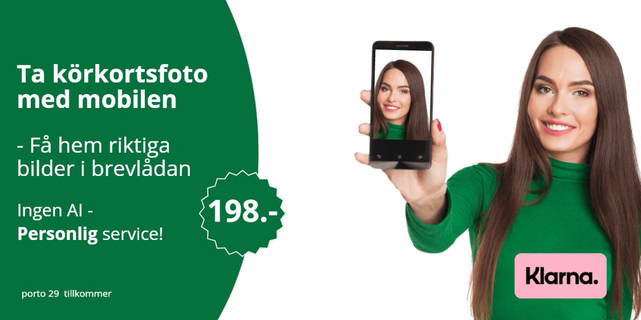 Körkortsfoto med mobiltelefonen. Förnya körkortet med eget foto