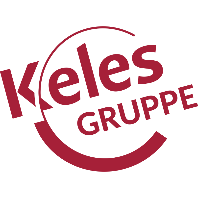 Logo der Keles Gruppe in Rot auf hellem Hintergrund