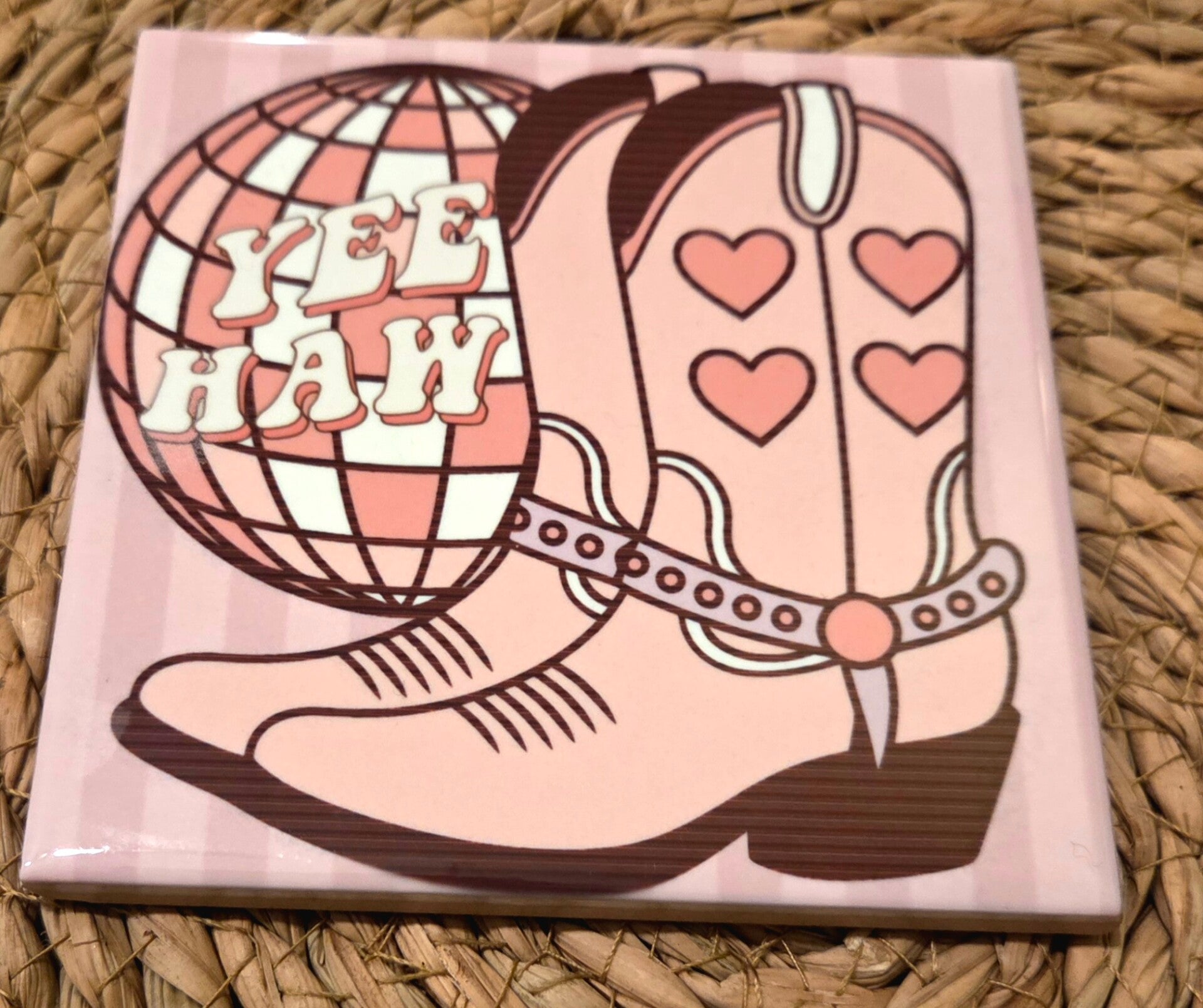 Tegeltje cowgirl laarzen roze
