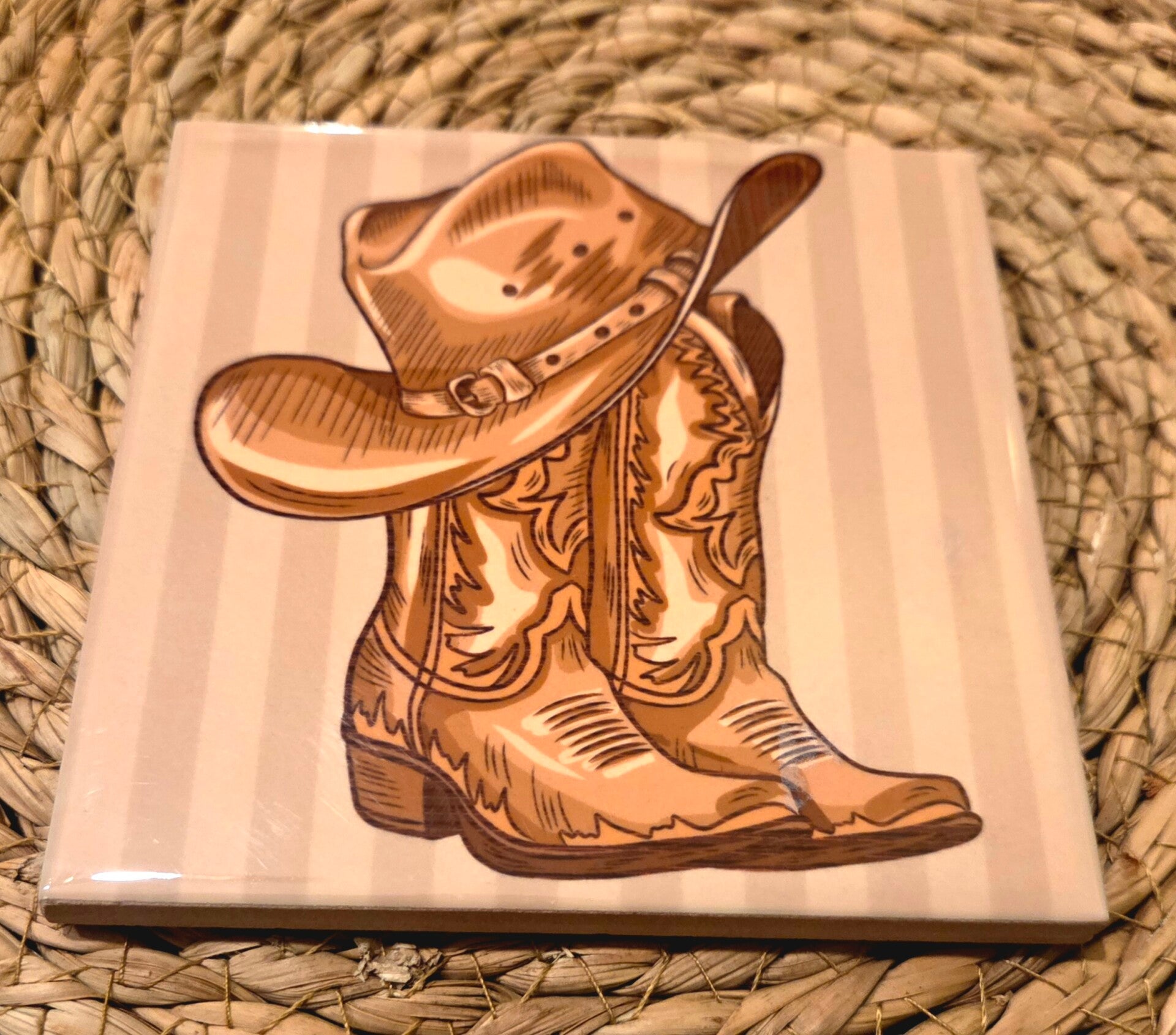 Tegeltje cowboylaarzen bruin