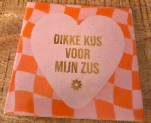 Tegeltje zus roze oranje