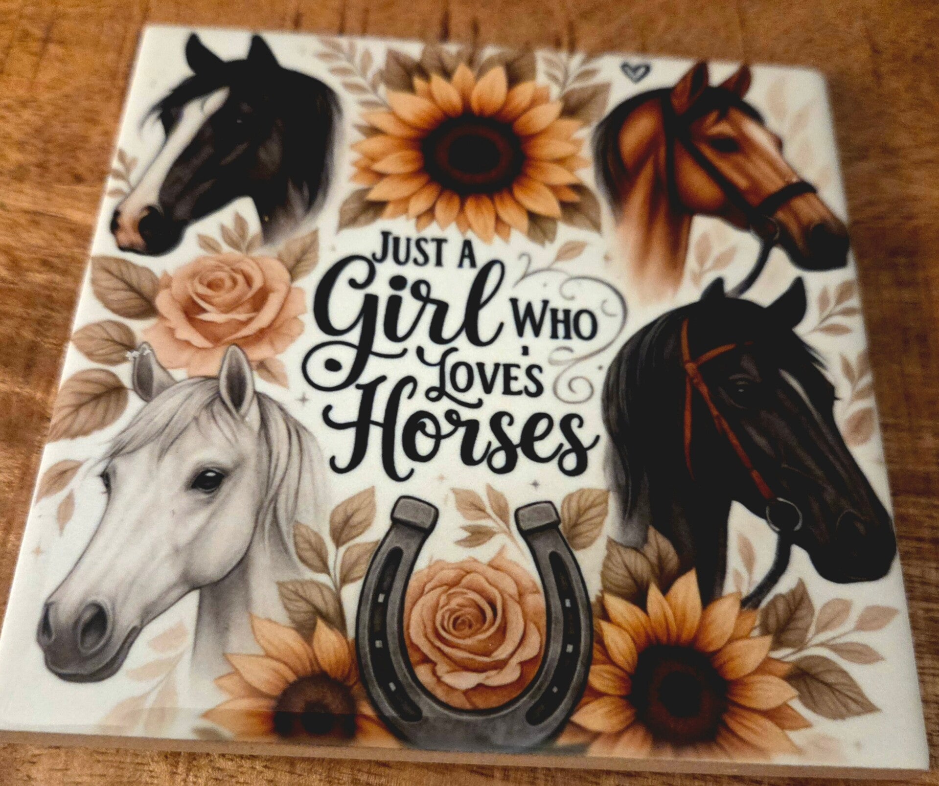 Tegeltje just a girl love horses bloem