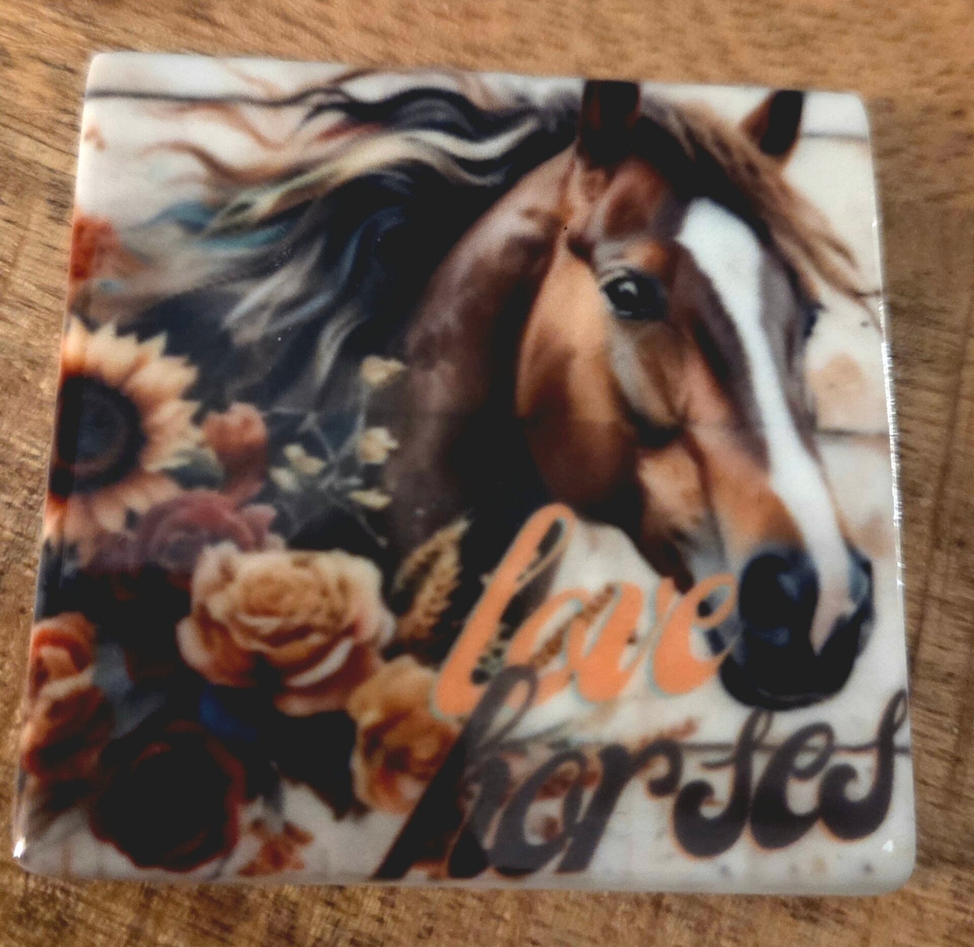 Tegeltje paard bruin love horses